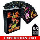 ZISONIX Lot de 55 cartes Cartes à collectionner françaises noir Pokémon , Vmax, GX, EX, Jeu français, Bataille, Massage, Jouets garçon