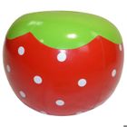 JARDINDECO Pouf enfant fraise - Simili rouge - D.32xH.24 cm