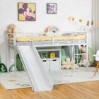 DREAMADE DREAMDE Lit Superposé Lit Mezzanine Enfant avec Toboggan Amovible, Échelle et Clôture, Lit Combine en Acier pour Chambre, Blanc