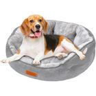 PRESOMA Lit pour petit chien, lavable - Lit rond pour chat d'intérieur, lit rond pour chiots et chatons, fond antidérapant, gris53*63*20
