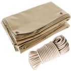 TECPLAST Pack Toile Pergola Beige foncé 3x4 m + Sandow Ivoire 20m - Bâche Pergola prête à poser LP506PR Garantie 5 ans