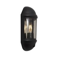 Ansell LED Wall Light Latina Half Lantern Black - Suitable for E27 up to 42W | IP65 - Motion and Light Sensor