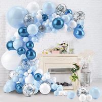 Arche Ballon,Kit de Guirlande de Ballon,Decoration Anniversaire Ballon,107 Pièces Macaron Bleu Blanc Argen Couleur Ballons