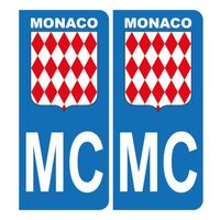 Autocollant Plaque d'immatriculation Voiture MC Blason Monaco