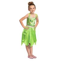 Déguisement Fée Clochette - Disney - Basique fille - Tissu satiné vert et voile rose avec paillettes