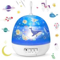 NetBoat Veilleuse Enfant Etoile Projection, 8 Couleurs + 2 Modes d’alimentation, 360° Rotation Lampe Projecteur, Led Veilleuse Bébé