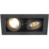 SLV Spots Encastrables KADUX 2 Lampes | Rectangulaire Noir Mat | Orientable Inclinable Multidirectionnel | Clips Ressorts    