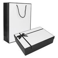 Zerone boîte-cadeau noir blanc Coffrets Cadeaux Ruban Bowknot Noir Blanc Coffret Cadeau avec Sac pour Mariage Halloween Fête