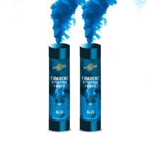 MACHINE À FUMÉE Fumigène a Main 1 MINUTE couleur Bleu - Lot de 2 -