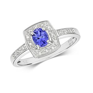 Bague En Or 9 Carats Multicolore Avec Tanzanite Et Diamants - Taille 53 - Occasion
