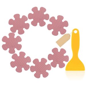 Autocollants Antidérapants Pour Baignoire - Lot De 6 Carrés Roses + Grattoir - Zaplyte