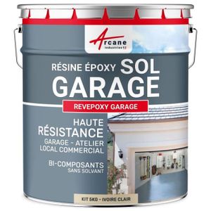 PEINTURE - VERNIS Peinture epoxy garage sol REVEPOXY GARAGE  Ivoire claire ral 1015 - kit 5 Kg (couvre jusqu'à 16m² pour 2 couches)