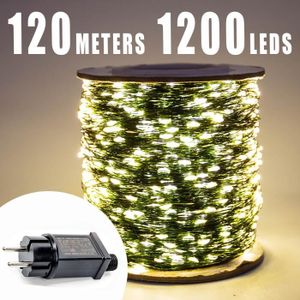 Guirlande lumineuse Noël verte 1200 LED blanc chaud pour extérieur 220V