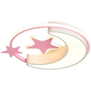 PLAFONNIER OOVOV Rose étoile lune Plafonnier, LED Dessin animé Plafonniers pour Chambre d'enfants Chambre de bébé Chambre à coucher