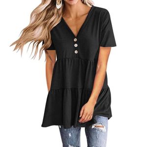 Tee shirt col v coton elasthanne femme Cdiscount