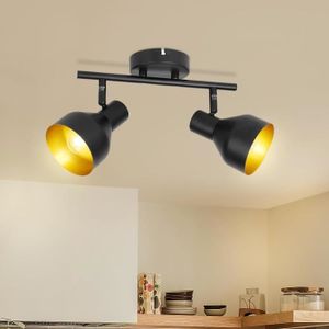 SPOTS - LIGNE DE SPOTS Plafonnier 2 Spots Noir - Industriel Spot Plafond 