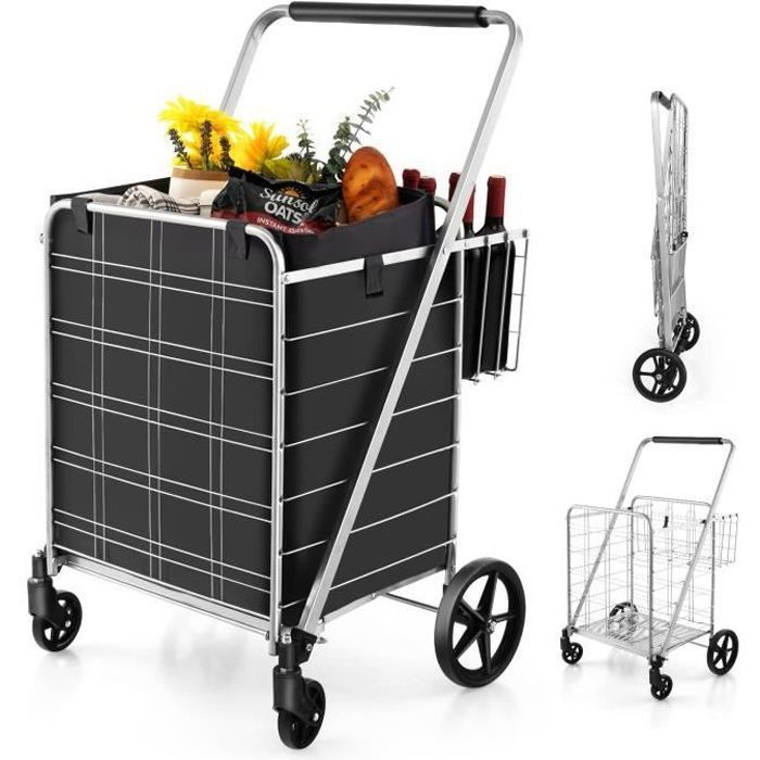 Caddie de courses poussette 4 roues Cdiscount