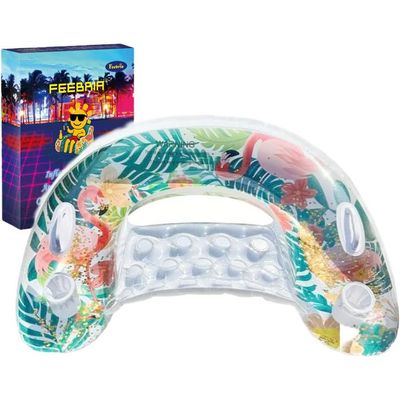 Flotteur de piscine, chaise longue gonflable avec porte-gobelet | Pour bronzer, lit, salon | Pour adultes, familles, vacances, plage, lac, été