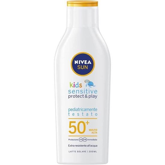 SUN Crème solaire Kids Sensitive Protect & Play FP50+ en flacon de 200 ml, protection solaire sans parfum, crème pour les peaux dél