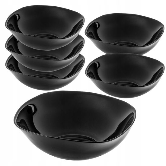 Lot De 6 Bols En Verre Noir 17,5cm - Service Salade Soupe Micro-ondes