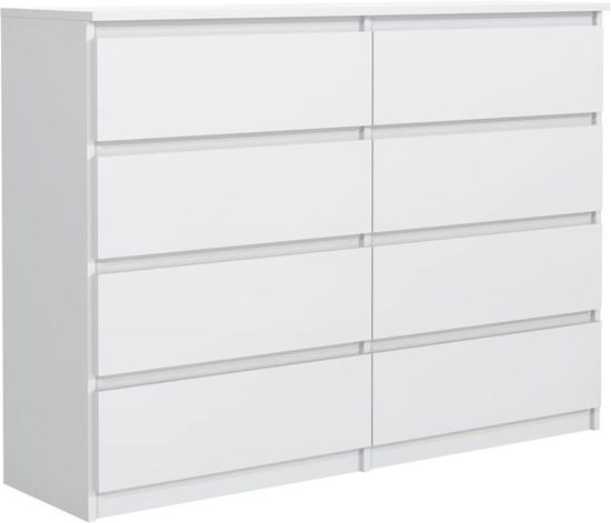 Commode 6 Tiroirs Blanche – 100x39x78,5 Cm, Design Sans Poignées | Pour Chambre, Salon, Entrée, Rangement Pratique