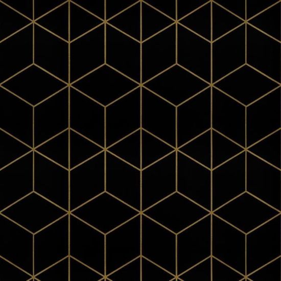 Papier Peint Art Déco | Motif Éventail Noir et Doré
