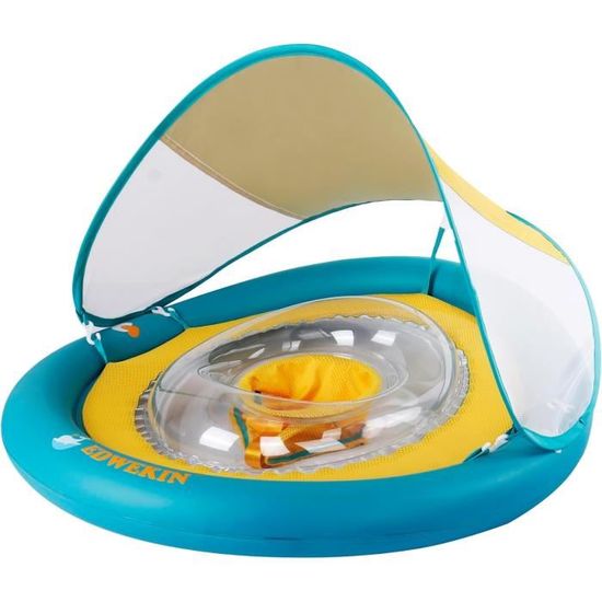 Jouet Bebe 9 Mois Bouée Siège Bébé Gonflable - Avec Pare-Soleil UPF50 - Taille Réglable S/L - Buen Don - Pour Piscine Bouée Bebe