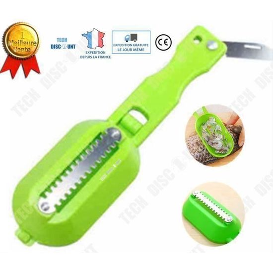 Écailleur Poisson Pro 2-en-1 Acier Inox 304 – Grattoir Écailles + Pince Désarêteur, Ergonomique Et Facile à Nettoyer