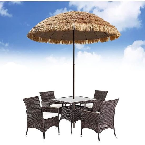 GOPLUS Parasol de jardin de 265 cm, inclinaison par bouton-poussoir, toile imperméable et