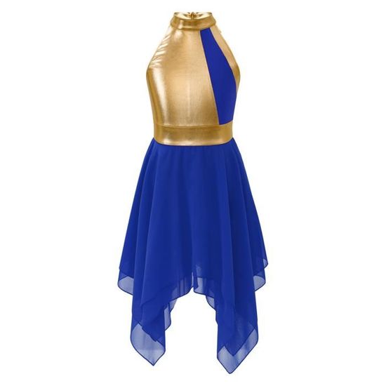 Justaucorps De Ballet Freebily Pour Fille - Robe Tutu Asymétrique - Dos Creux - Taille 3 à 14 Ans - Polyester/Spandex/Maille - 11
