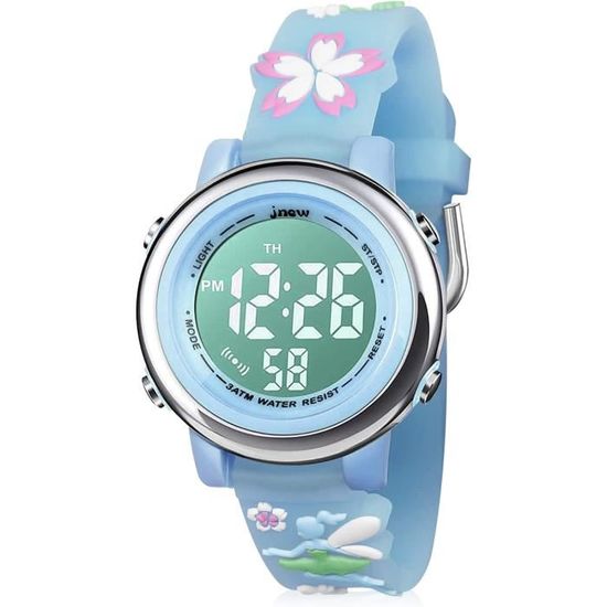Montre Numérique Enfant Garçon/fille - Rétroéclairage 7 Couleurs, étanche 3ATM, Alarme, Chronomètre, Pour 3 à 10 Ans