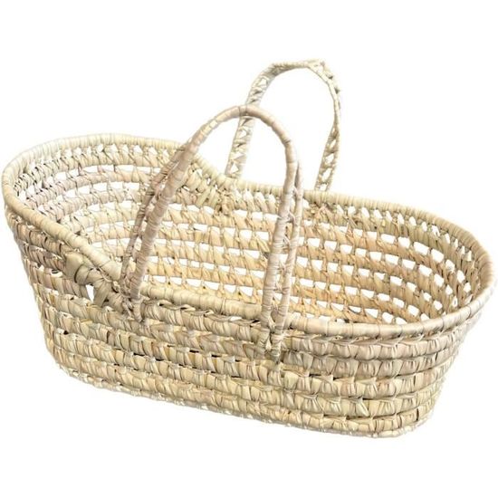 Ancien Couffin En Osier Pour Poupée/poupon – Vintage – Longueur 56 Cm
