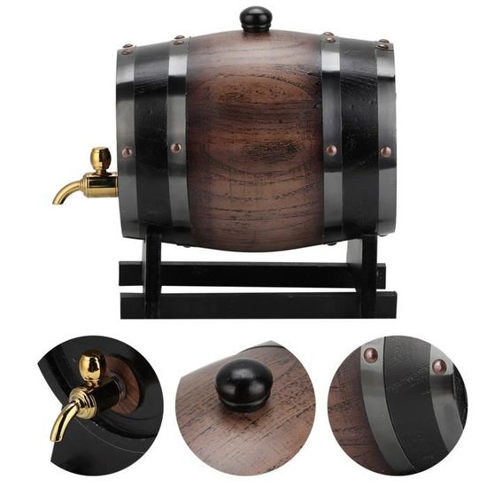 Tonneau à Vin En Bois De Pin 1,5 L Avec Robinet - Distributeur Whisky, Brandy Et Spiritueux