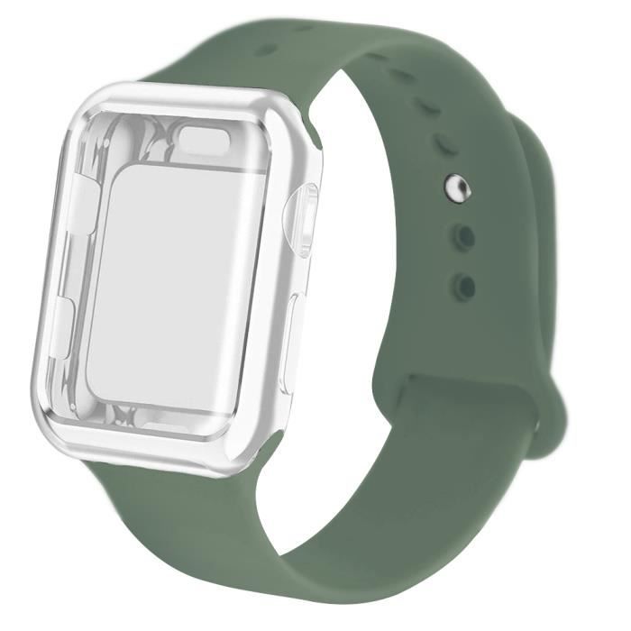 40mm ML - Green - Coque + bracelet en silicone pour Apple Watch, accessoires, ceinture, bracelet Iwatch série