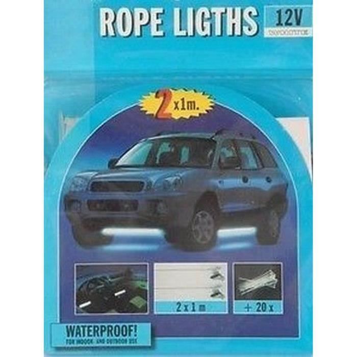 TUBE LED NEON FLEXIBL BLANC LUMINEUX TUNING 12V POUR EXTERIEUR OU INTERIEUR VOITURE