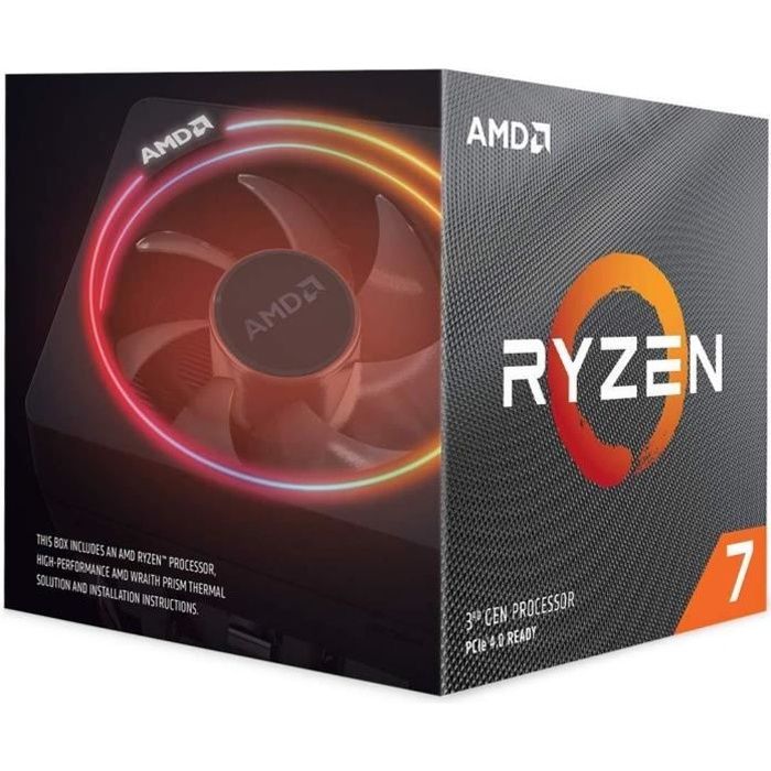 AMD Ryzen 7 3700X, AM4, Zen 2, 8 Core, 16 Thread, 3.6GHz, 4.4GHz Turbo, 32MB L3, PCIe 4.0, 65W, CPU, Wraith Prism
