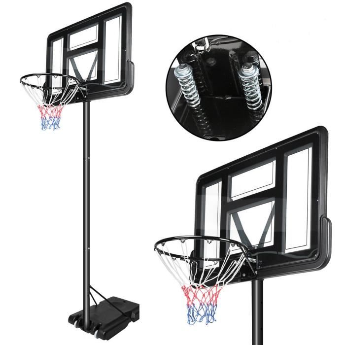 DOMICILE Panier de Basket TransparentRéglable en Hauteur sur Pied avec Roulettes 205-310cm