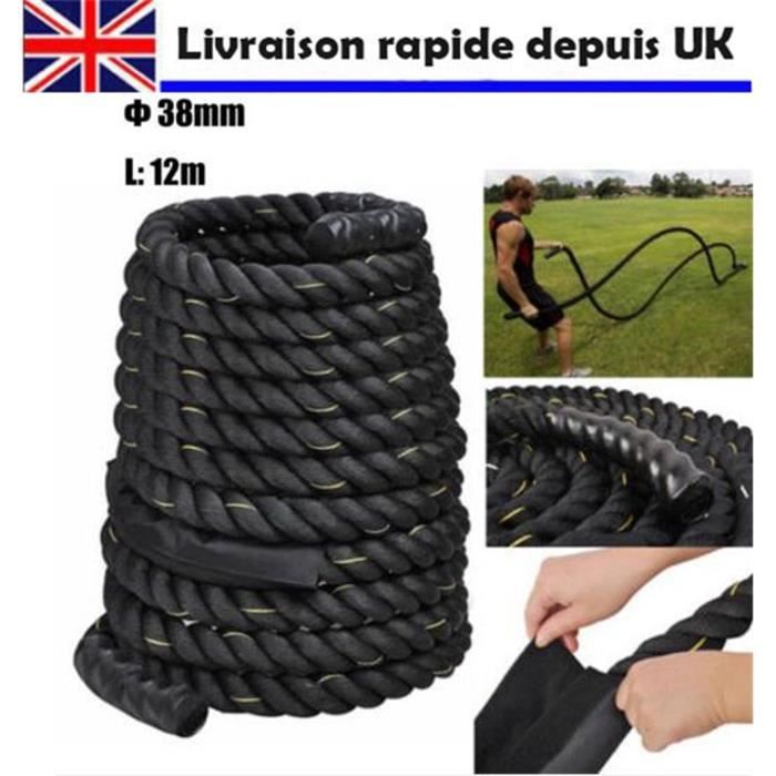 38mm 12m Câble Corde d’Entraînement Bataille Formation Puissance Exercice Fitness Bootcamp