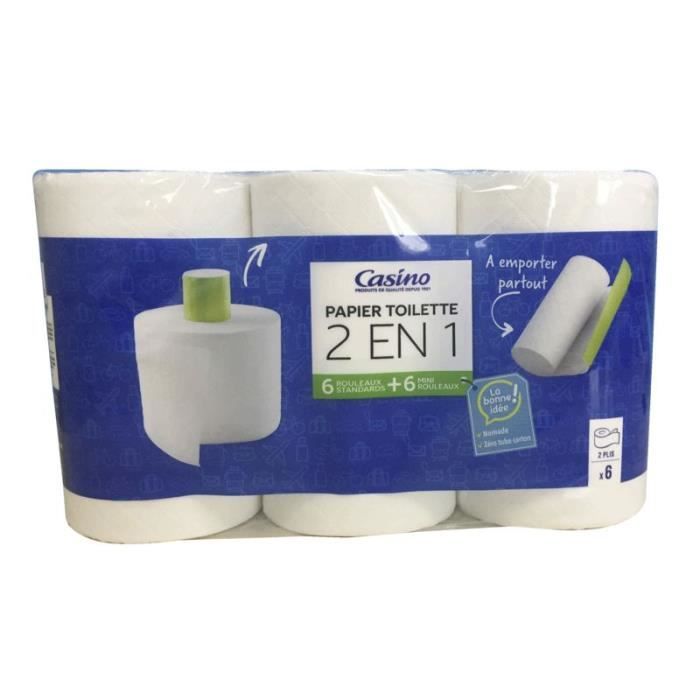 CASINO Lot de 6 Rouleaux de Papiers Toilette Sans Mandrin
