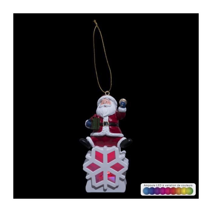 Feeric Christmas - Sujet lumineux de noël à suspendre LED à variation de couleur H 11 cm L, 5 x l, 5,5 x H, 11 cm Père Noel