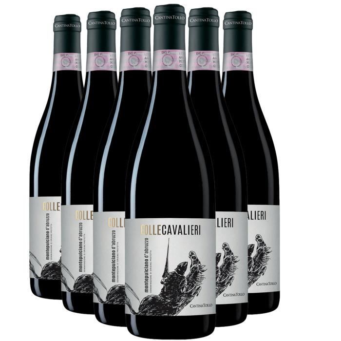 Montepulciano d'Abruzzo Colle Cavalieri Rouge 2021 - Lot de 6x75cl - Cantine Tollo - Vin DOC Rouge - Origine Italie