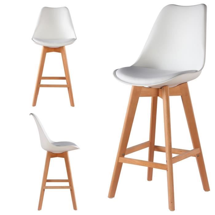 Lot de 2 chaises hautes - tabourets bar design scandinave coloris blanc - Skagen Style scandinave, la tendance ultime pour votre