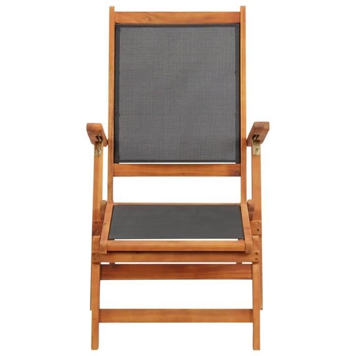 Déco Bain de Soleil Transat de jardin - Chaise longue Bois d'acacia solide et textilène - 12070