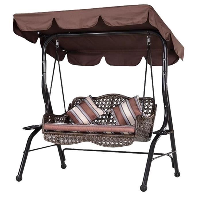 Canopée pour Balancelle Exterieur Imperméable Résistant Soleil Toit de Rechange pour Jardin ou Patio (Café - Trois places )
