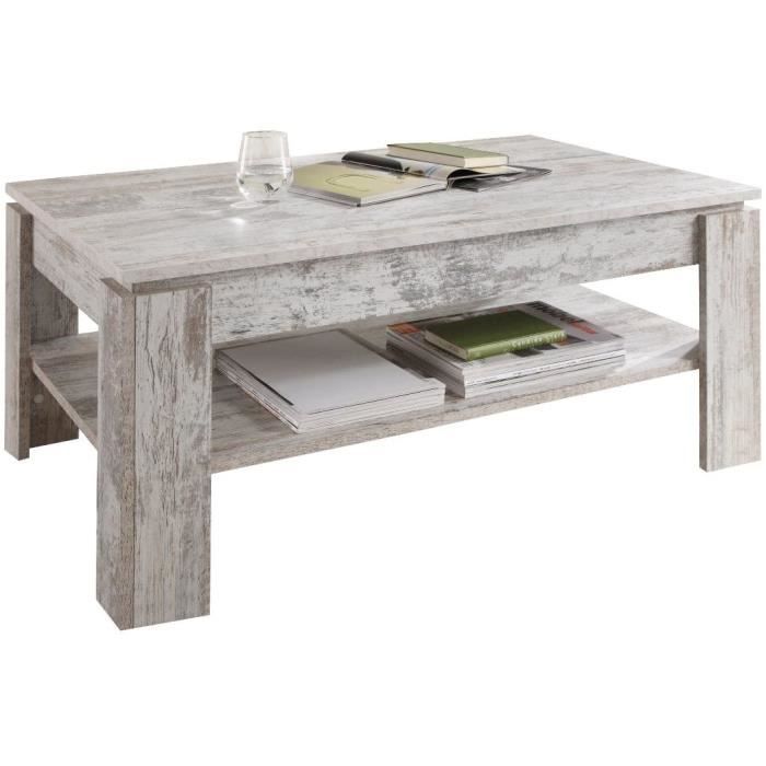 Maisonnerie 1100-112-68 Table Basse Mélaminé Style Shabby Chic-Rétro Canyon Pin Blanc LxLxH 110 x 65 x 47 cm