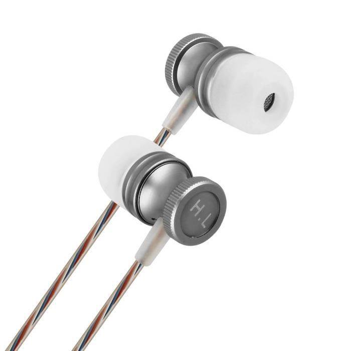 Écouteurs Filaires Intra-auriculaires Bouton multifonctions Micro intégré Argent