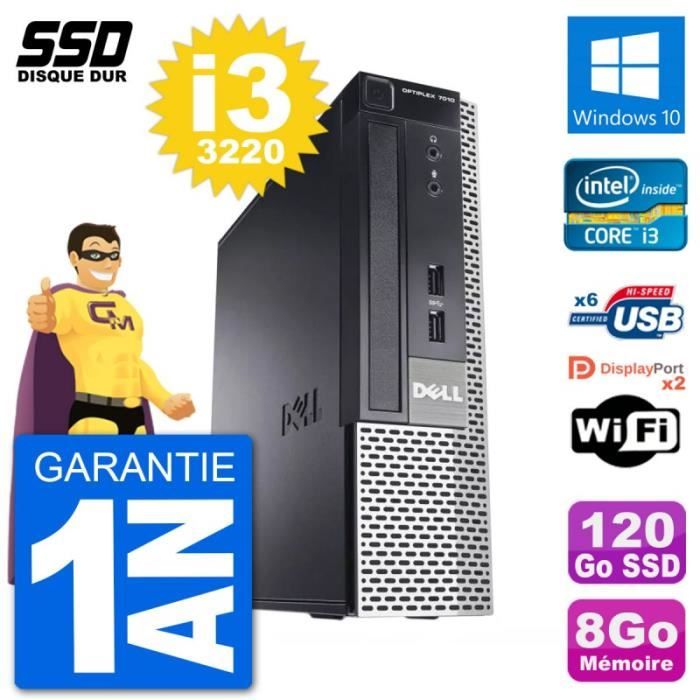 Ultra Mini PC Dell Optiplex 7010 USFF i3-3220 RAM 8Go SSD 120Go Windows 10 Wifi