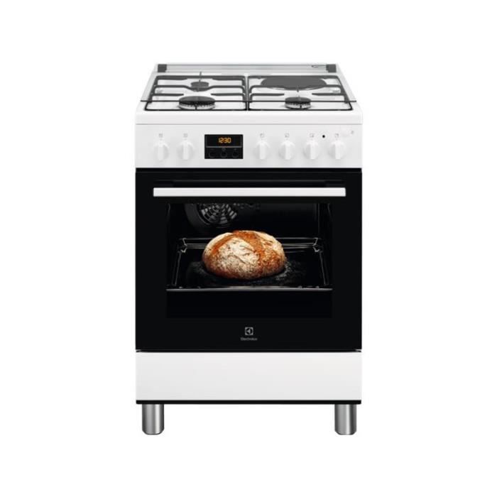 ELECTROLUX Cuisinière mixte blanc 60x60 four pyrolyse 54L Blanc