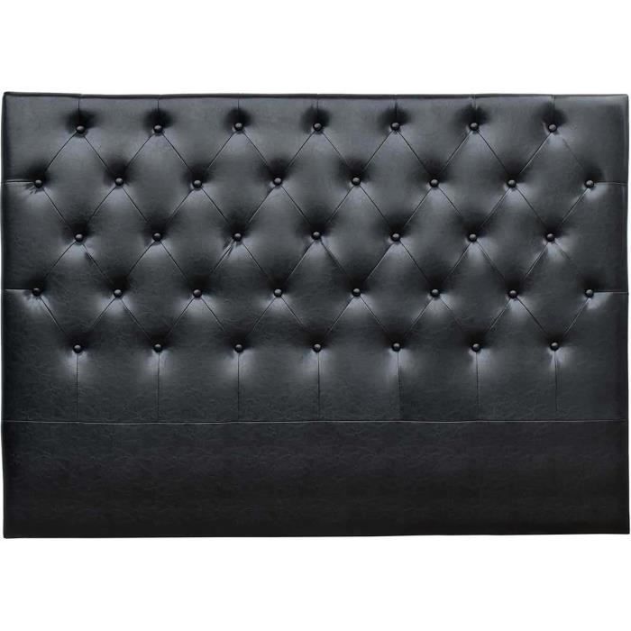 TETE DE LIT CAPITONNEE 180 CM DECO EN PVC - NOIR