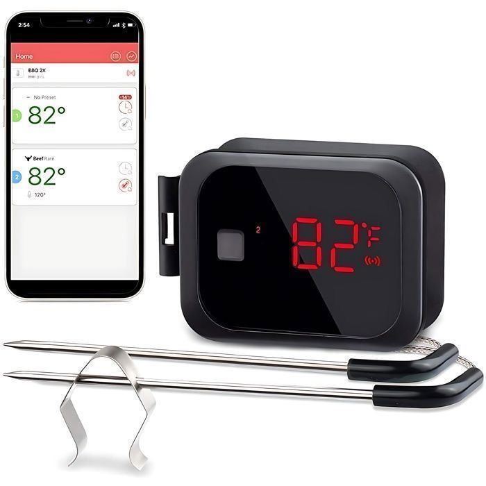 Thermomètre Cuisson,Bluetooth Thermomètre Cuisine Thermomètre Four Thermometre,Barbecue Interieur Exterieur IBT-2X INKBIRD